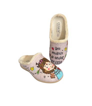 Zapatilla de andar por casa 55052-3 IMITACION FIELTRO MADRAZA BEIG