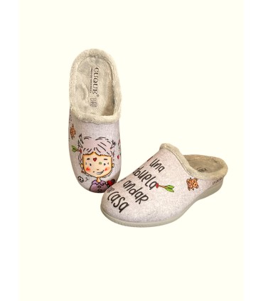 Zapatilla de casa 55052-3 IMITACION FIELTRO ABUELA BEIG